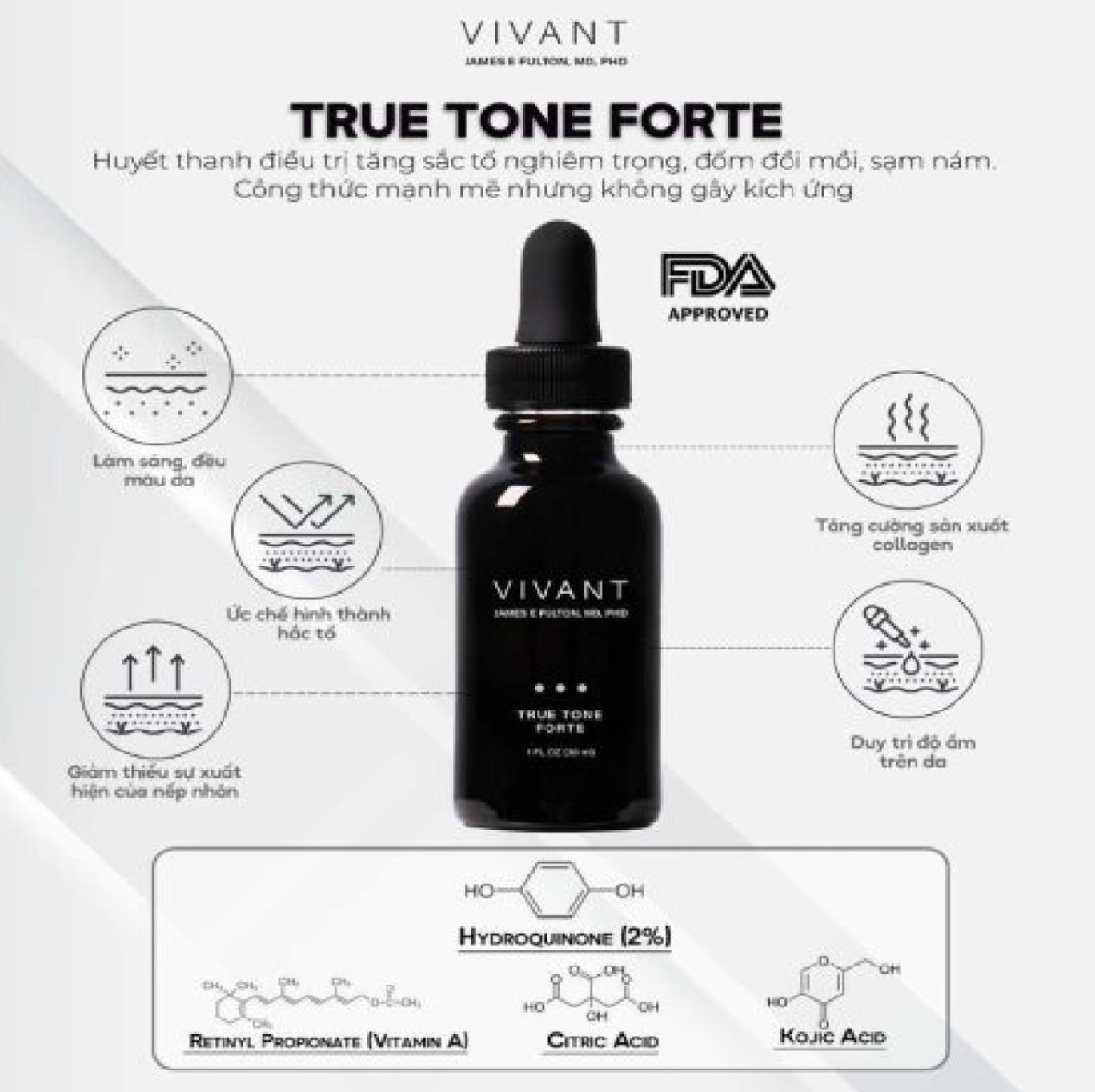 Tinh chất cải thiện nám Vivant True Tone Forte 