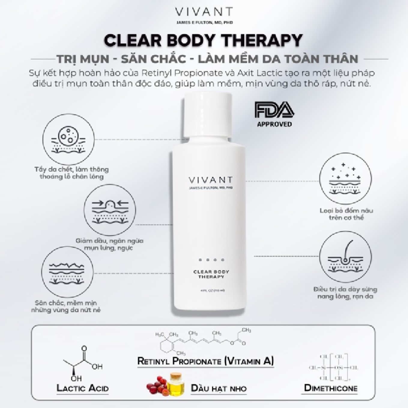 Điều trị mụn lưng ngực Vivant Clear Body Therapy Gel 